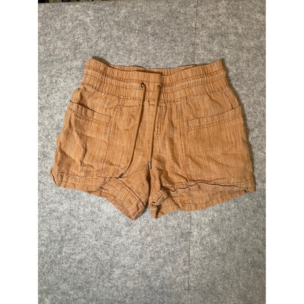 Athleta Cabo Linen Textured 4 Inch Shorts Orange Stripe Size 0
